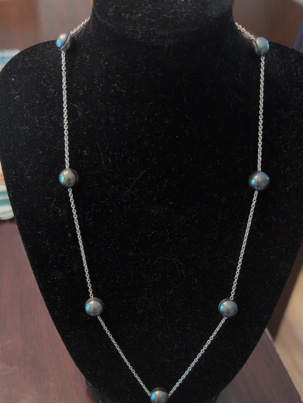 Elegant Black Pearl Station Necklace - Women Jewelry